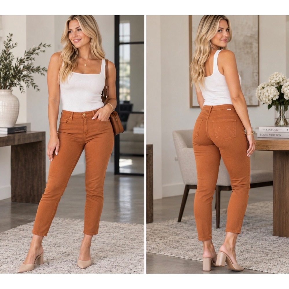 Mother The Looker Crop Jeans Play Date Rust Orange Brown Skinny Size 29 1121-753
